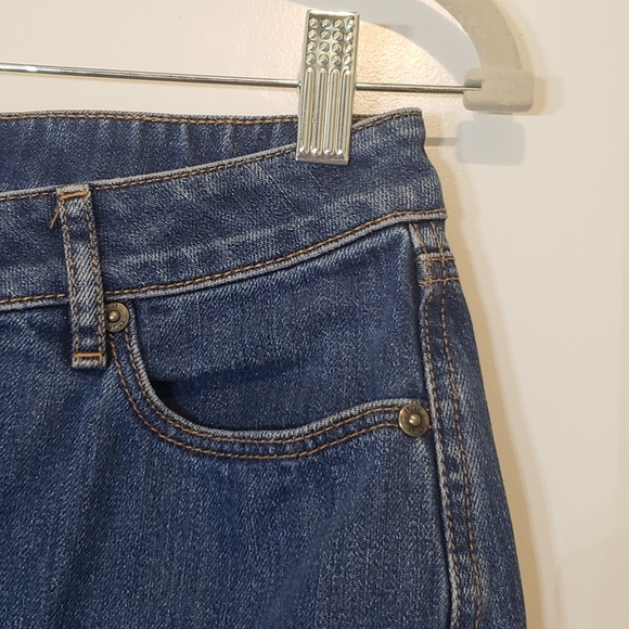 Loft Denim Blue Jean Mini Skirt Button Front 100% Cotton Pockets Size 4 - Picture 3 of 7